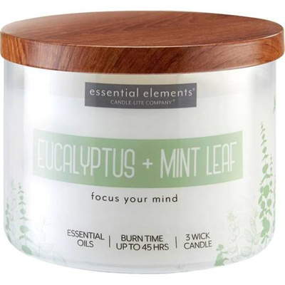 Scented candle soy with essential oils Candle-lite Essential Elements 418 g - Eucalyptus Mint Leaf