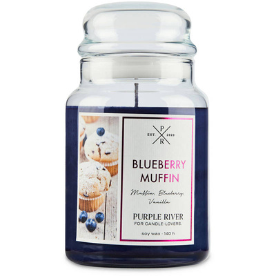 Bougie parfumée de soja en verre Purple River 623 g - Blueberry Muffin