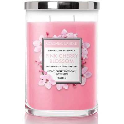 Sojowa świeca zapachowa z olejkami eterycznymi Pink Cherry Blossom Colonial Candle