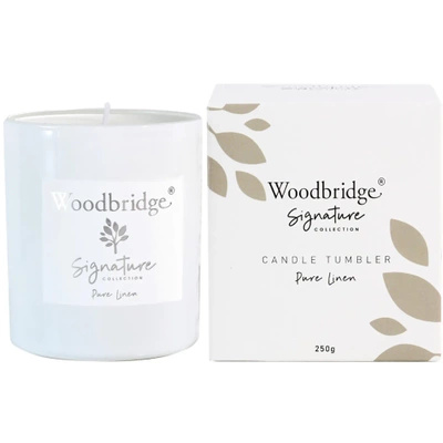 Woodbridge Signature bougie parfumée en verre - Pure Linen 250 g