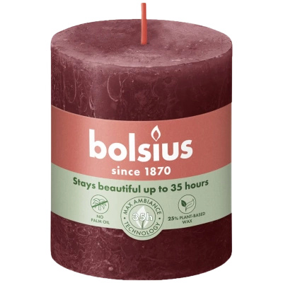 Bolsius Rustic 80/68 mm trunk candle - Velvet Red