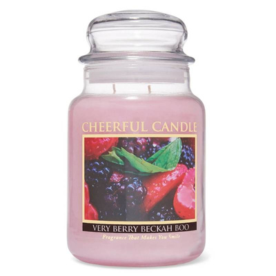 Cheerful Candle grande bougie parfumée en pot de verre 2 mèches 24 oz 680 g - Very Berry Beckah Boo