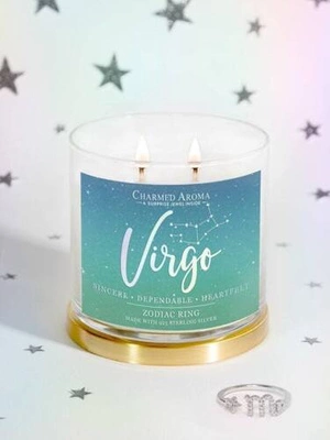 Charmed Aroma sojowa świeca zapachowa z biżuterią 12 oz 340 g Pierścionek - Virgo Panna Zodiak