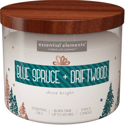 Świąteczna świeca sojowa zapachowa Candle-lite Essential Elements 418 g - Blue Spruce Driftwood