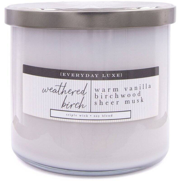 Colonial Candle Luxe large soy scented candle 3 wicks 14.5 oz 411 g - Weathered Birch