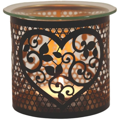 Woodbridge metal wax burner fragrance oil and candle holder 2 in 1 Heart Black and Gold