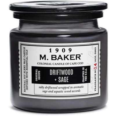 Colonial Candle M Baker large soy scented candle apothecary jar 14 oz 396 g - Driftwood Sage