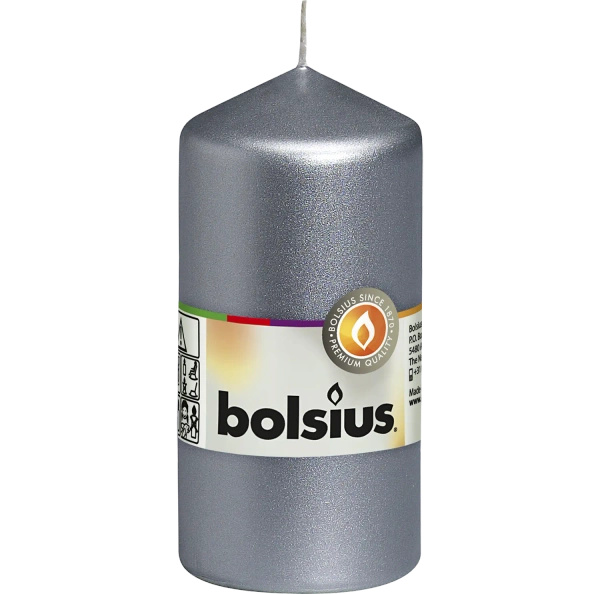 Bolsius stompkaars 120/58 mm - Zilver