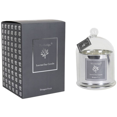 Grande bougie parfumée au soja avec abat-jour en verre Bougie Woodbridge 560 g - Fruit du Dragon