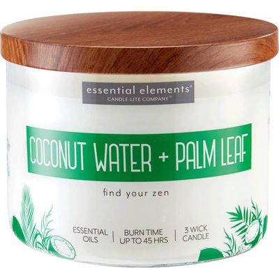 Bougie parfumée soja aux huiles essentielles Candle-lite Essential Elements 418 g - Coconut Water Palm Leaf