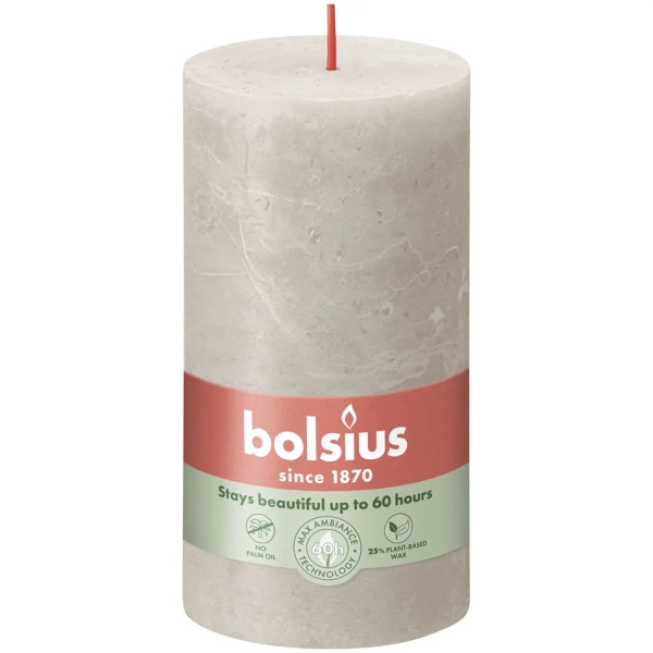 Bolsius Rustic candela per ceppi 130/68 mm - Grigio sabbia