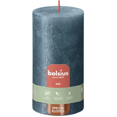 Bolsius Rustic Metallic trunk candle 130/68 mm - Metallic Blue