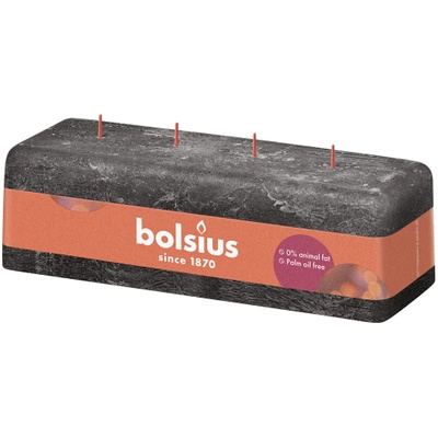 Bolsius Rustic XXL rectangle candle 4 wicks 80/90/250 mm - Stormy Gray