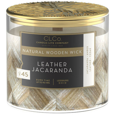 Świeca zapachowa drewniany knot Candle-lite CLCo 396 g - No. 45 Leather Jacaranda