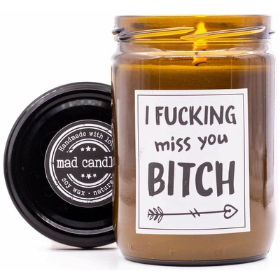 Dovanų žvakė sojos kvepiantis Mad Candle 360 g - I fucking miss you bitch