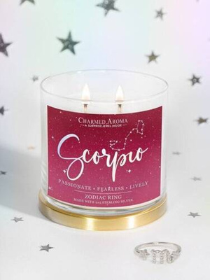 Charmed Aroma sojowa świeca zapachowa z biżuterią 12 oz 340 g Pierścionek - Scorpio Skorpion Zodiak