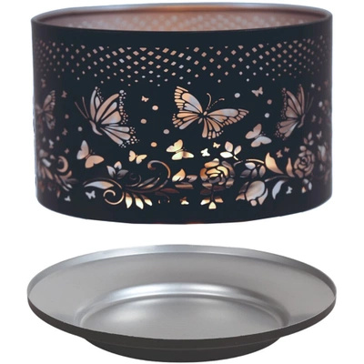 Woodbridge Accessory set metal burning cap and candle tray Butterfly Black and Silver