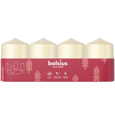 Bolsius stump candles 4 pcs 60/40 mm - Cream