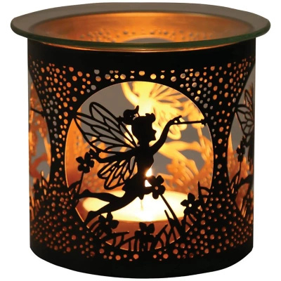 Woodbridge metalowy kominek do wosku olejku świecznik 2w1 Fly Fairy Black And Gold
