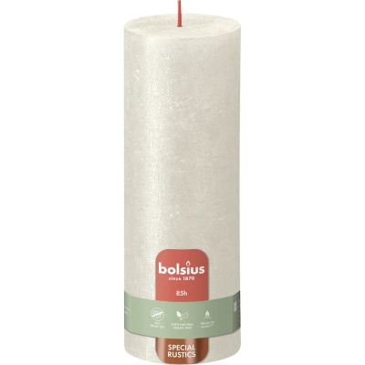 Bolsius Rustic Bougie tronc métallisée 190/68 mm - Ivoire métallisé