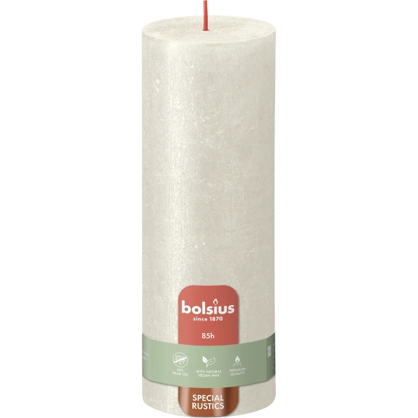 Bolsius Rustic Metallic świeca pieńkowa 190/68 mm - Metallic Ivory