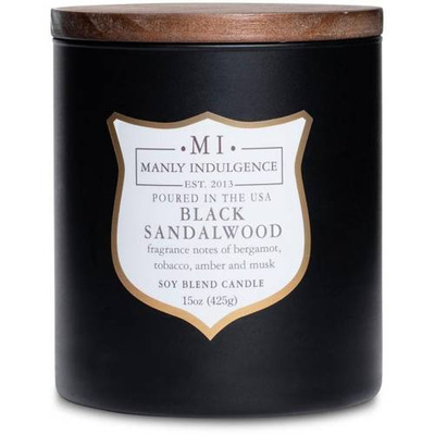 Soja geurkaars voor heren houten lont Colonial Candle - Black Sandalwood