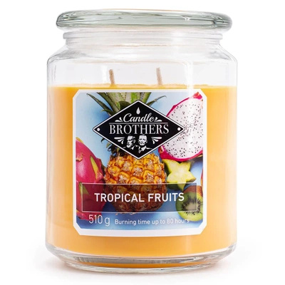 Candle Brothers Large scented candle in a glass jar Tropical Fruits 510 g