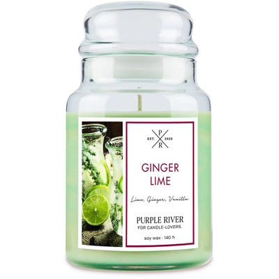 Bougie parfumée de soja en verre Purple River 623 g - Ginger Lime