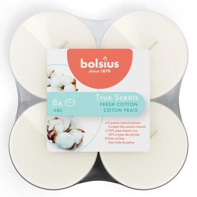 Bolsius True Scents geurende theelichtjes maxi 8 stuks - Fresh Cotton