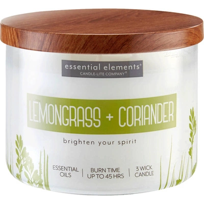 Bougie parfumée soja aux huiles essentielles Candle-lite Essential Elements 418 g - Lemongrass Coriander
