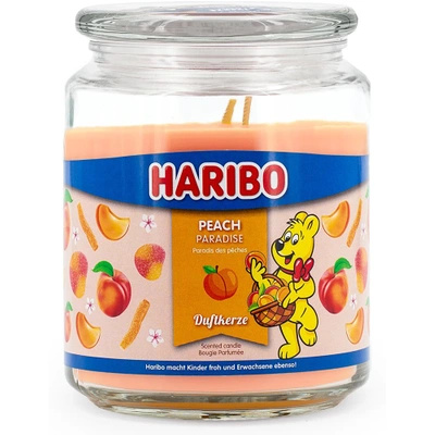 Haribo duża świeca zapachowa w szkle 510 g - Peach Paradise