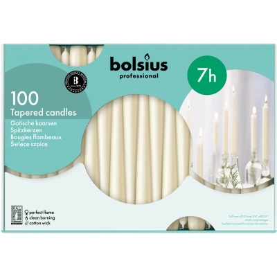 Bolsius Bougies à pointes professionnelles 100 pcs 245/24 mm - Crème