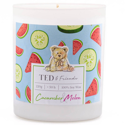Sojowa świeca zapachowa w szkle Ted Friends 220 g - Cucumber Melon