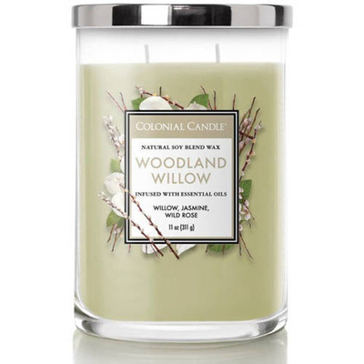 Soy scented candle with essential oils Woodland Willow Colonial Candle