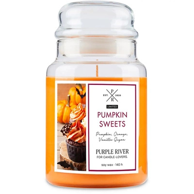 Soy scented candle in glass Purple River 623 g - Pumpkin Sweets