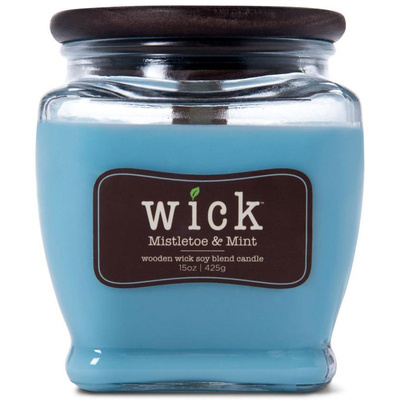 Colonial Candle Wick soy blend wood wick scented candle jar 15 oz 425 g - Mistletoe & Mint