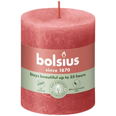 Bolsius Rustic vela tronco 80/68 mm - Rosa Flor