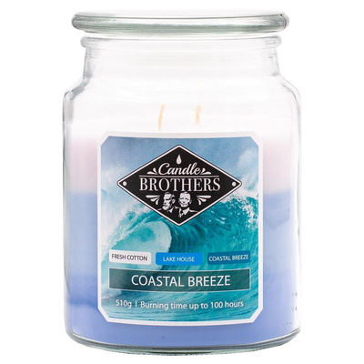 Bougie parfumée 3 en 1 grande en verre Candle Brothers 510 g - Brise Marine Coastal Breeze