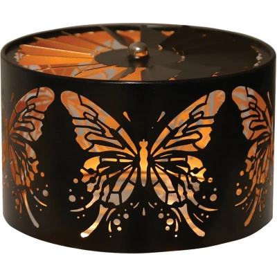 Obrotowa nakładka na świece metalowa Woodbridge - Big Butterfly Black And Gold