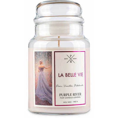 Candela di soia profumata in vetro Purple River 623 g - La Belle Vie