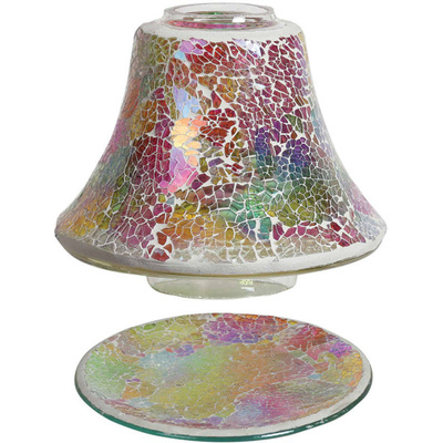 Candle shade and stand set Woodbridge - Rainbow Crackle