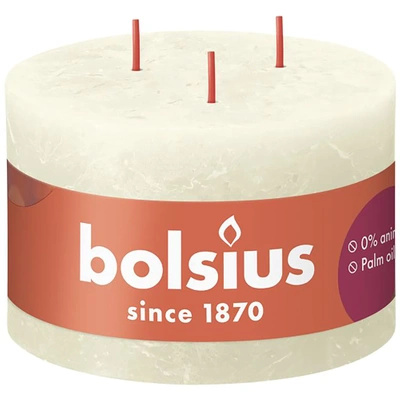 Bolsius Rustic XXL stamkaars 3 lonten 90/140 mm - Zachte parel