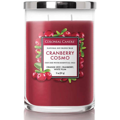 Vonná sviečka sója s esenciálnymi olejmi Cranberry Cosmo Colonial Candle