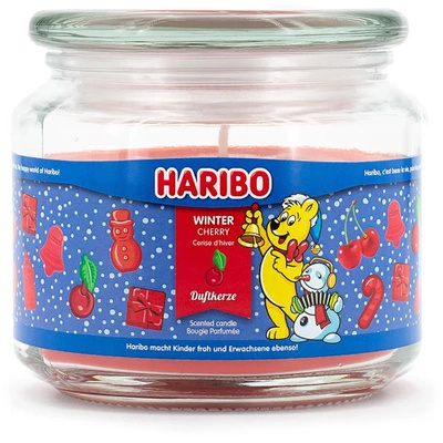 Haribo świąteczna świeca zapachowa w szkle 300 g - Winter Cherry