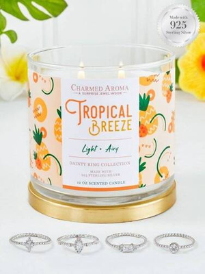Charmed Aroma bijou bougie parfumée au soja avec anneau en argent 340 g - Tropical Breeze