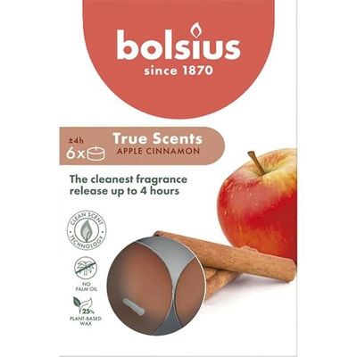 Bolsius True Scents bougies à réchaud parfumées 6 pcs - Apple & Cinnamon