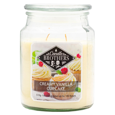 Kvapioji žvakė didelė stiklinėje Candle Brothers 510 g - Vanilė Creamy Vanilla Cupcake