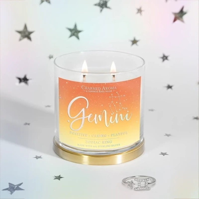 Charmed Aroma sojowa świeca zapachowa z biżuterią 12 oz 340 g Pierścionek - Gemini Bliźnięta Zodiak