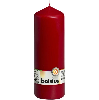 Bolsius kelmų žvakė 200/68 mm - bordo spalvos