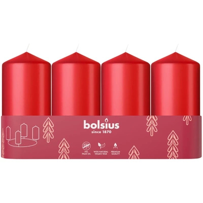 Bolsius stompkaarsen 4 stuks 100/48 mm - Rood